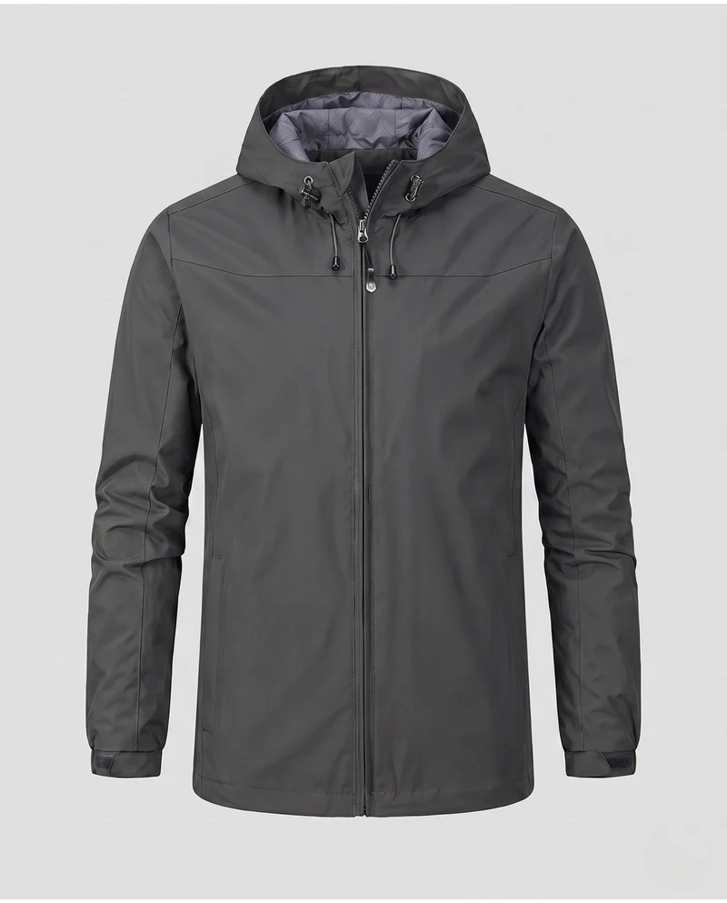 Herren Leichte Wasserabweisende Kapuzenjacke mit Verstellbarer Kapuze und Subtiler Thermofütterung Nord Taschen