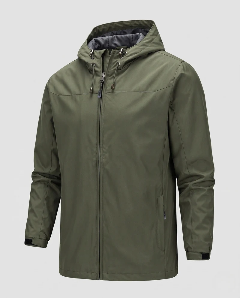 Herren leichte wind- und wasserabweisende Kapuzenjacke mit verstellbarer Kapuze und Reißverschlusstaschen Nord Taschen