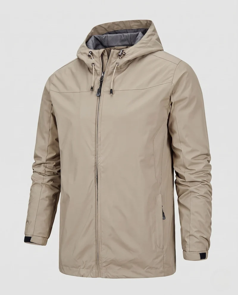 Herren leichte wind- und wasserabweisende Kapuzenjacke mit verstellbarer Kapuze und Reißverschlusstaschen Nord Taschen
