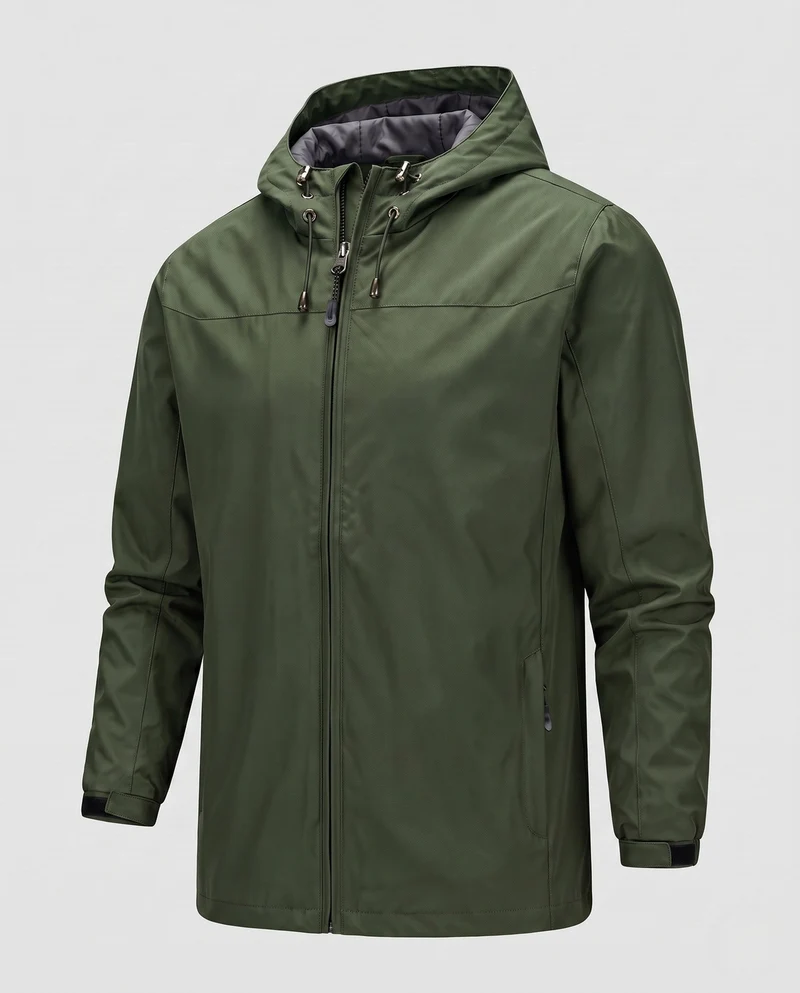 Herren leichte wind- und wasserabweisende Kapuzenjacke mit verstellbarer Kapuze und Reißverschlusstaschen Nord Taschen