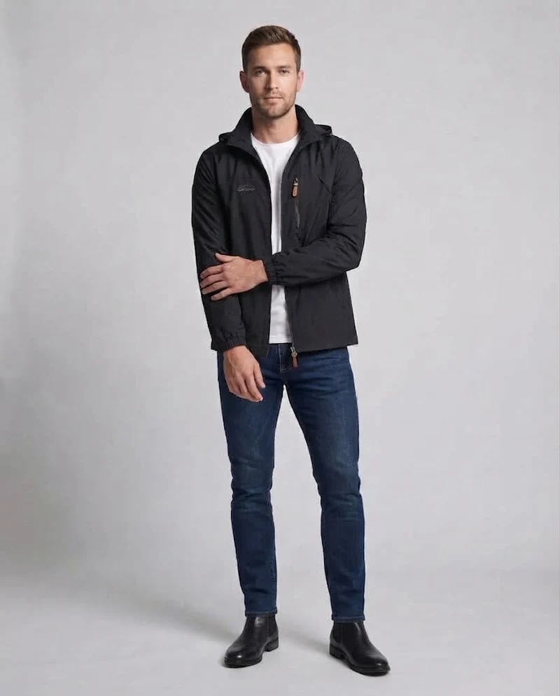 Leichte winddichte Freizeit-Zip-Jacke für Herren mit Brust-Reißverschluss-Tasche Nord Taschen