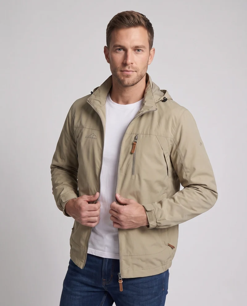 Leichte winddichte Herrenjacke mit Kapuze und Brustreißverschluss sowie verstaubarer Kapuze Nord Taschen