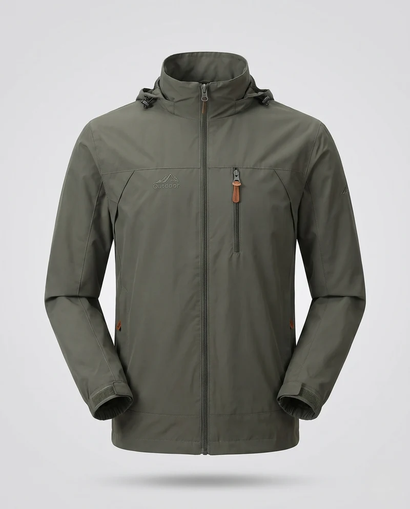Leichte winddichte Herrenjacke mit Kapuze und Brustreißverschluss sowie verstaubarer Kapuze Nord Taschen