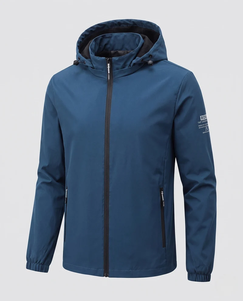 Herren leichte winddichte Kapuzenjacke mit wärmendem Fleece-Futter und mit Reißverschluss versehenen Taschen Nord Taschen