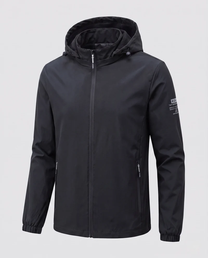 Herren leichte winddichte Kapuzenjacke mit wärmendem Fleece-Futter und mit Reißverschluss versehenen Taschen Nord Taschen