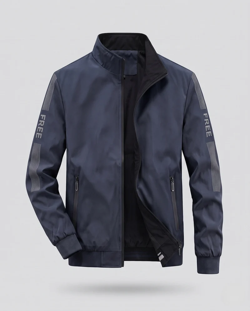 Leichte winddichte Softshell-Bomberjacke für Herren mit hohem Stehkragen und verstecktem Reißverschluss vorne Nord Taschen