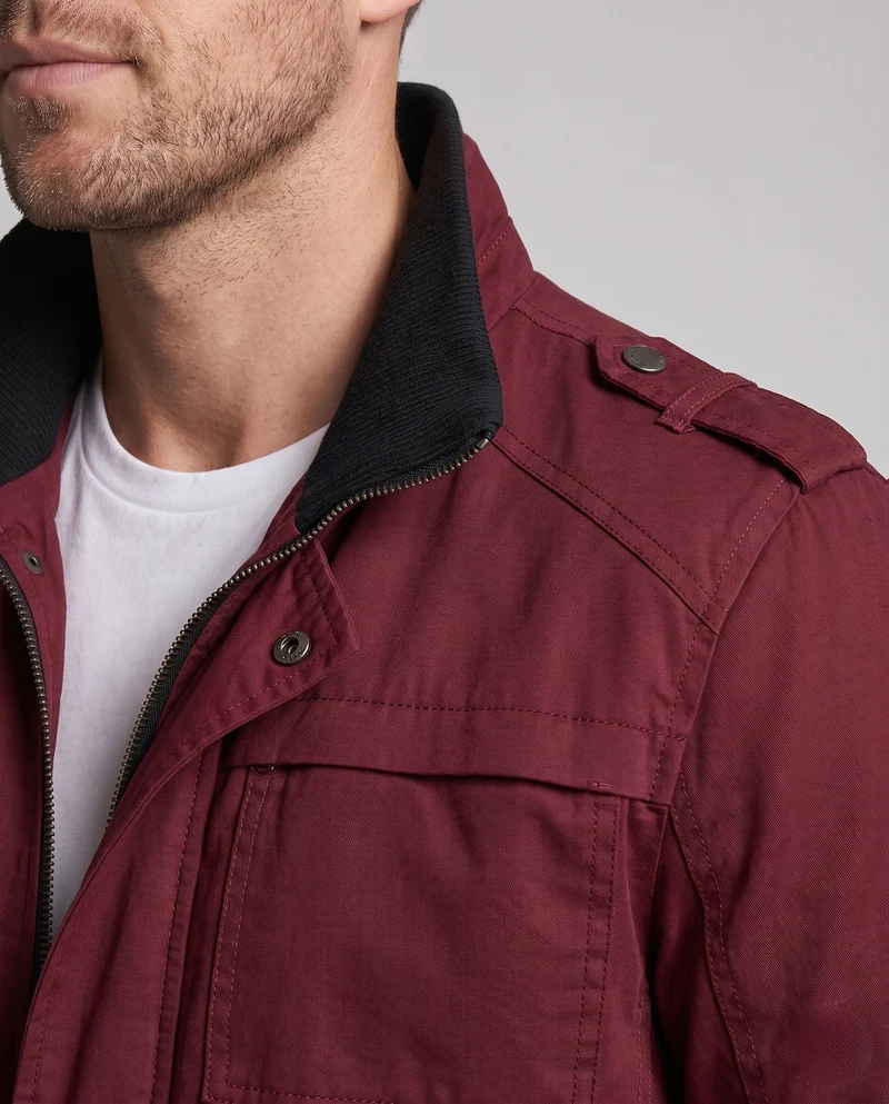 Herren Leichter Baumwoll-Canvas-Blouson mit Karofutter und gerippten Bündchen Nord Taschen