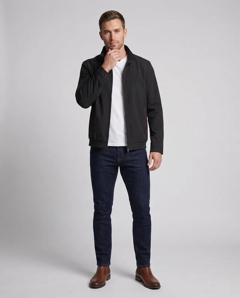 Herren Leichte Bomberjacke mit Teddyfleece-Futter und Stehkragen Nord Taschen