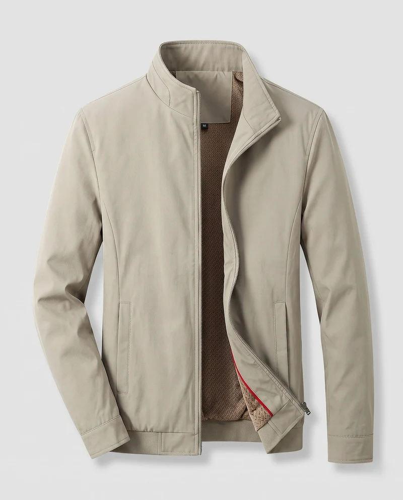 Herren Leichte Bomberjacke mit Teddyfleece-Futter und Stehkragen Nord Taschen
