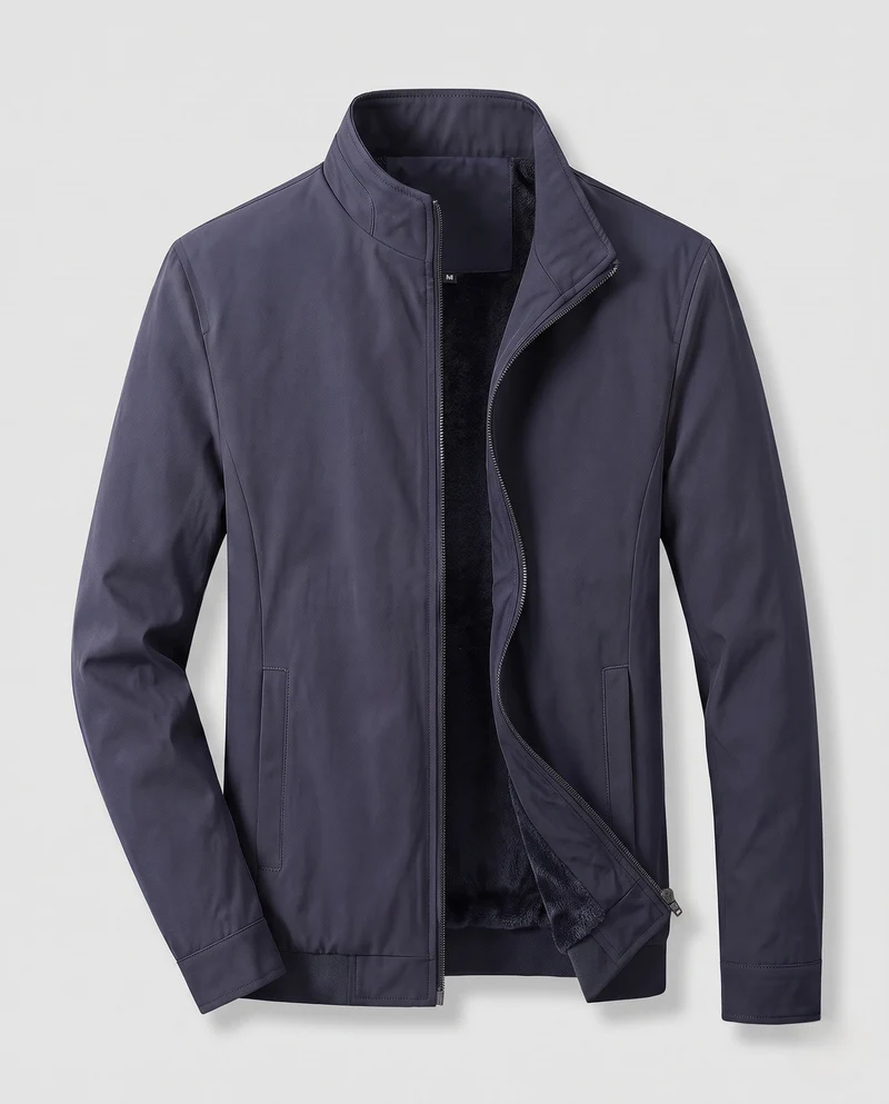 Herren Leichte Bomberjacke mit Teddyfleece-Futter und Stehkragen Nord Taschen