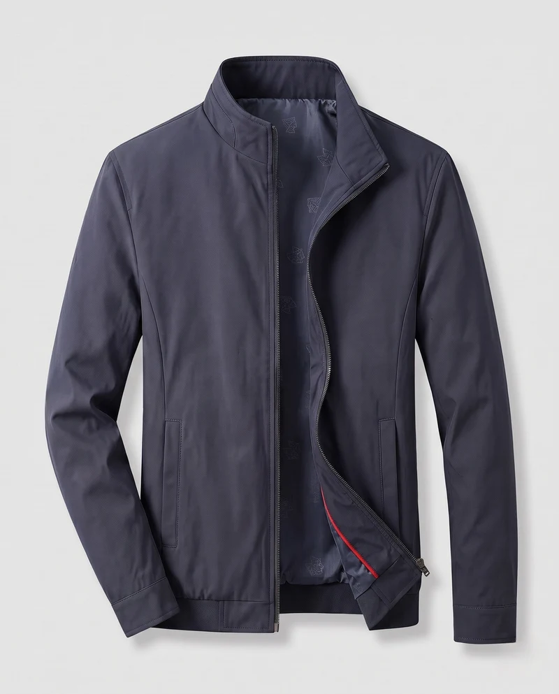 Herren Leichte Bomberjacke mit Teddyfleece-Futter und Stehkragen Nord Taschen