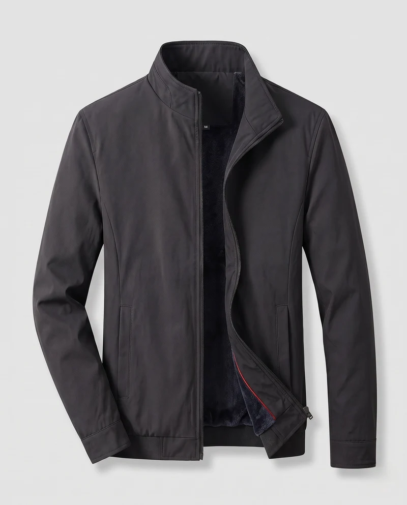 Herren Leichte Bomberjacke mit Teddyfleece-Futter und Stehkragen Nord Taschen