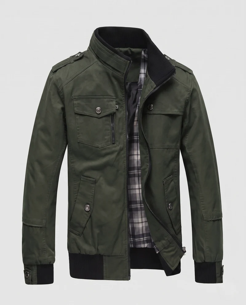 Herren Leichtgewicht Feldblouson mit Stehkragen und Multifunktionstaschen Nord Taschen