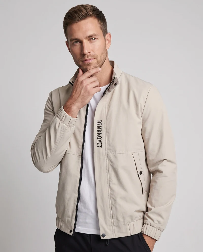 Leichte Harrington-Jacke für Herren mit Stehkragen, Reißverschluss, Klappentaschen und elastischem Saum Nord Taschen