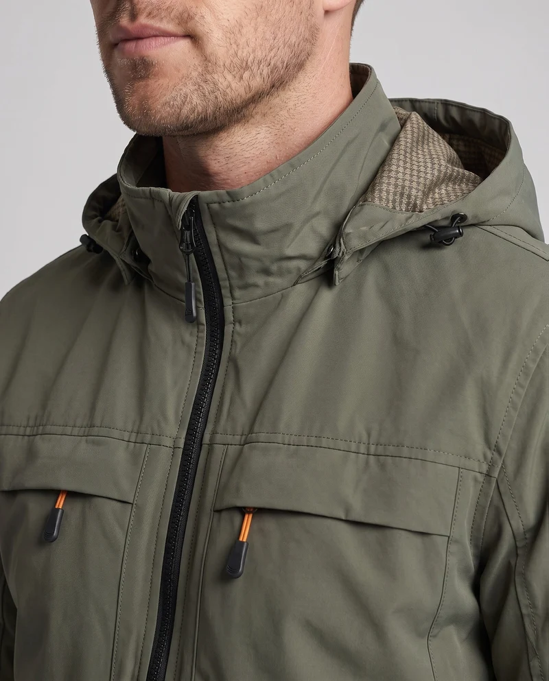 Herren Leichte Kapuzenjacke aus Baumwollcanvas mit verdecktem Reißverschluss und Brustreißverschlüssen Nord Taschen