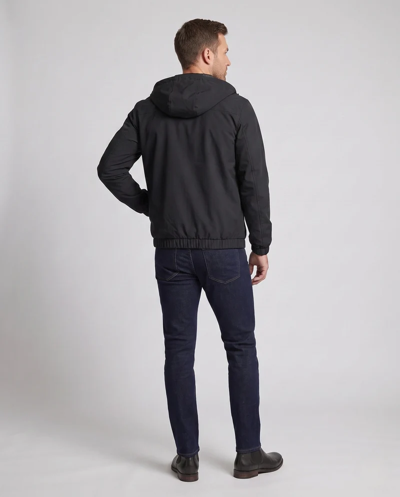 Leichte Herren-Hoodie-Windjacke mit elastischen Bündchen und verdecktem Reißverschluss Nord Taschen
