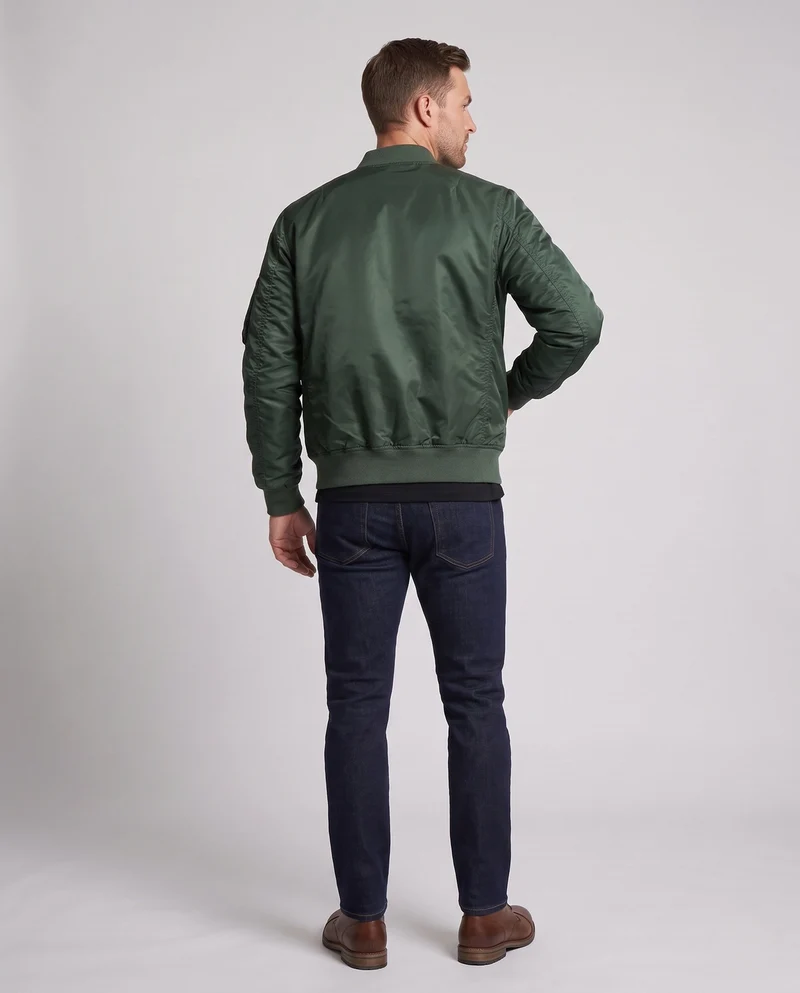Herren Leichte Nylon Aviator Bomber mit Arm Tasche und Zwei-Wege Reißverschluss Nord Taschen