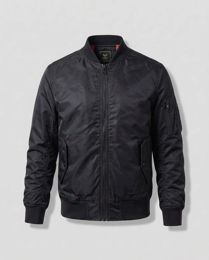 Herren Leichte Nylon Aviator Bomber mit Arm Tasche und Zwei-Wege Reißverschluss Nord Taschen