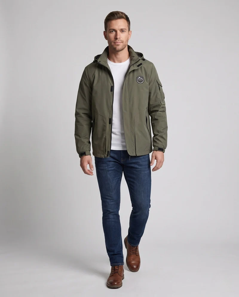 Leichte Utility-Feldjacke für Herren mit Kapuze und Armtasche Nord Taschen