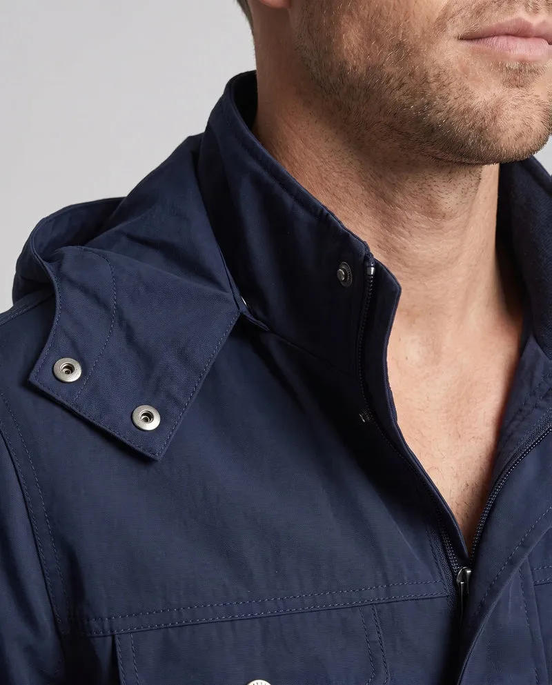 Herren leichte wasserabweisende Kapuzen-Canvas-Parka mit verdecktem Druckknopfleisten und Reißverschluss-Brusttasche Nord Taschen