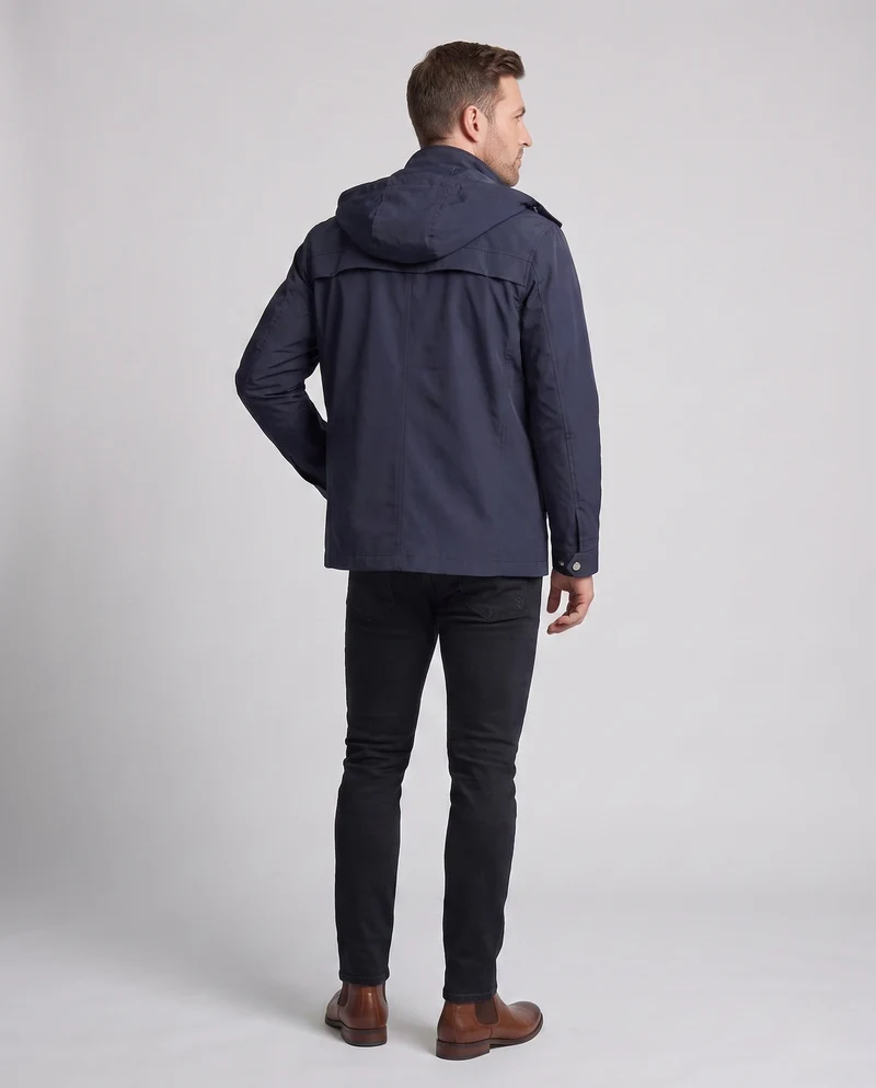 Herren leichte wasserabweisende Kapuzen-Canvas-Parka mit verdecktem Druckknopfleisten und Reißverschluss-Brusttasche Nord Taschen