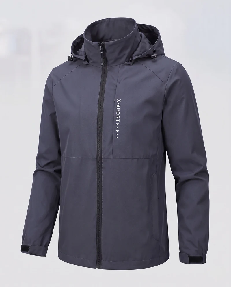 Leichte wind- und wasserabweisende Kapuzenjacke für Herren im Sportstil mit verdecktem Reißverschluss Nord Taschen