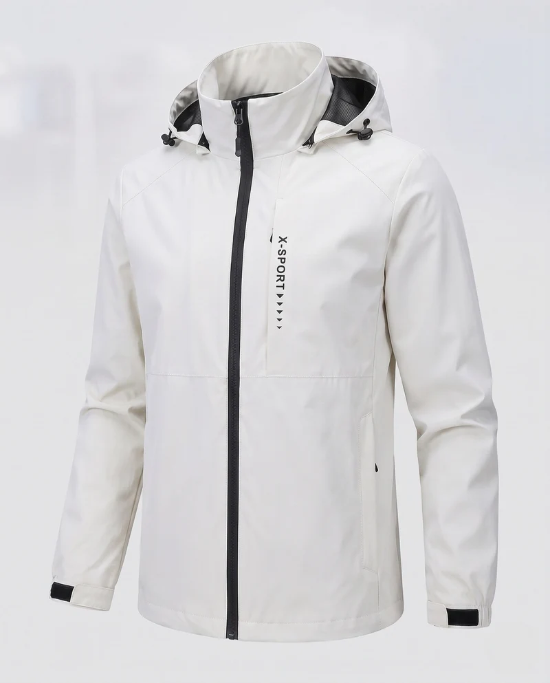 Leichte wind- und wasserabweisende Kapuzenjacke für Herren im Sportstil mit verdecktem Reißverschluss Nord Taschen