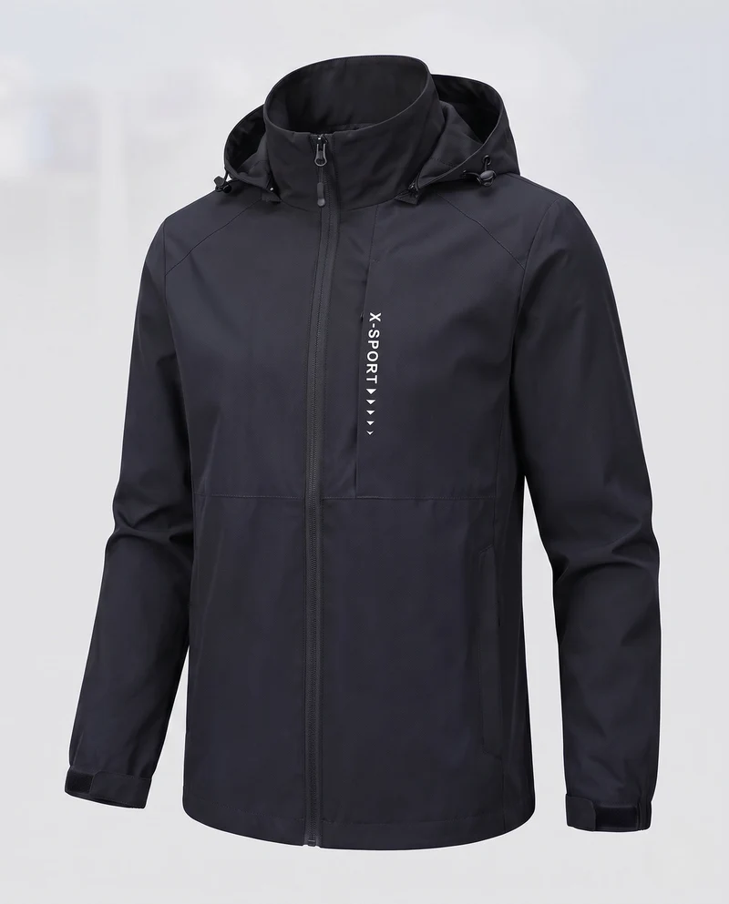 Leichte wind- und wasserabweisende Kapuzenjacke für Herren im Sportstil mit verdecktem Reißverschluss Nord Taschen