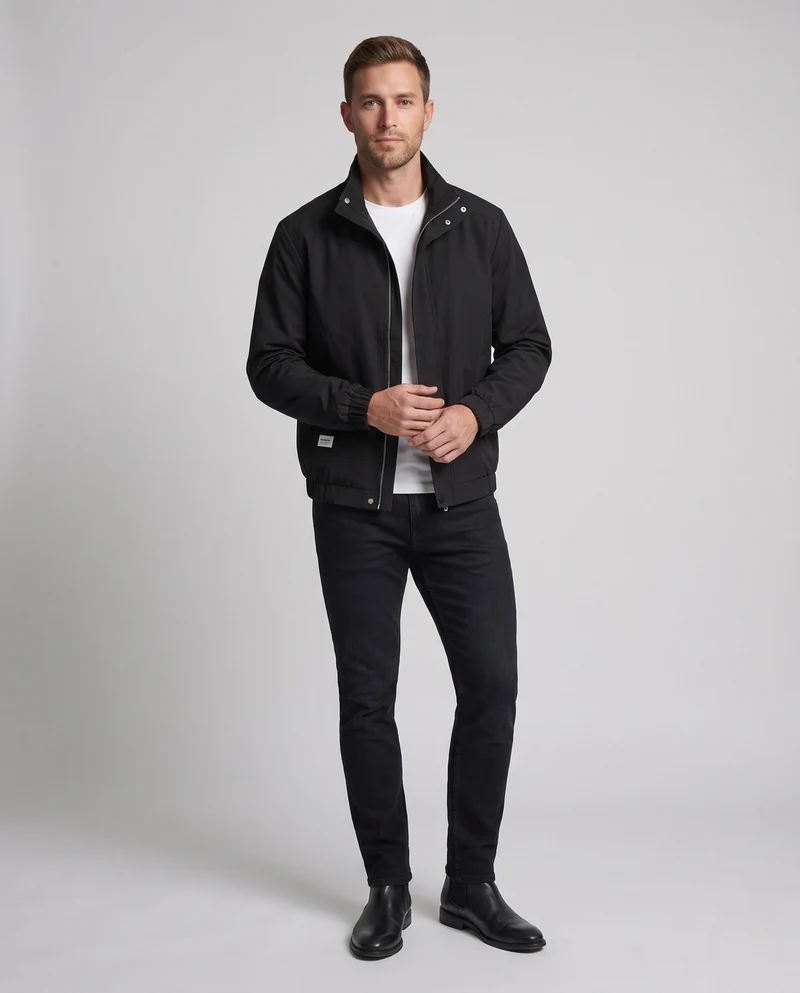 Herren Leichte Winddichte Freizeitjacke mit Stehkragen und Elastischen Bündchen Nord Taschen