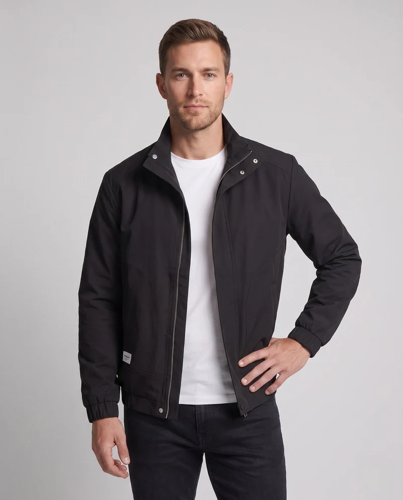 Herren Leichte Winddichte Freizeitjacke mit Stehkragen und Elastischen Bündchen Nord Taschen