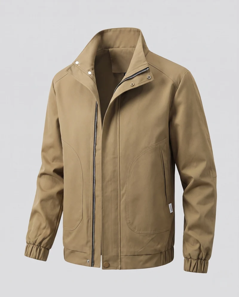 Herren Leichte Winddichte Freizeitjacke mit Stehkragen und Elastischen Bündchen Nord Taschen