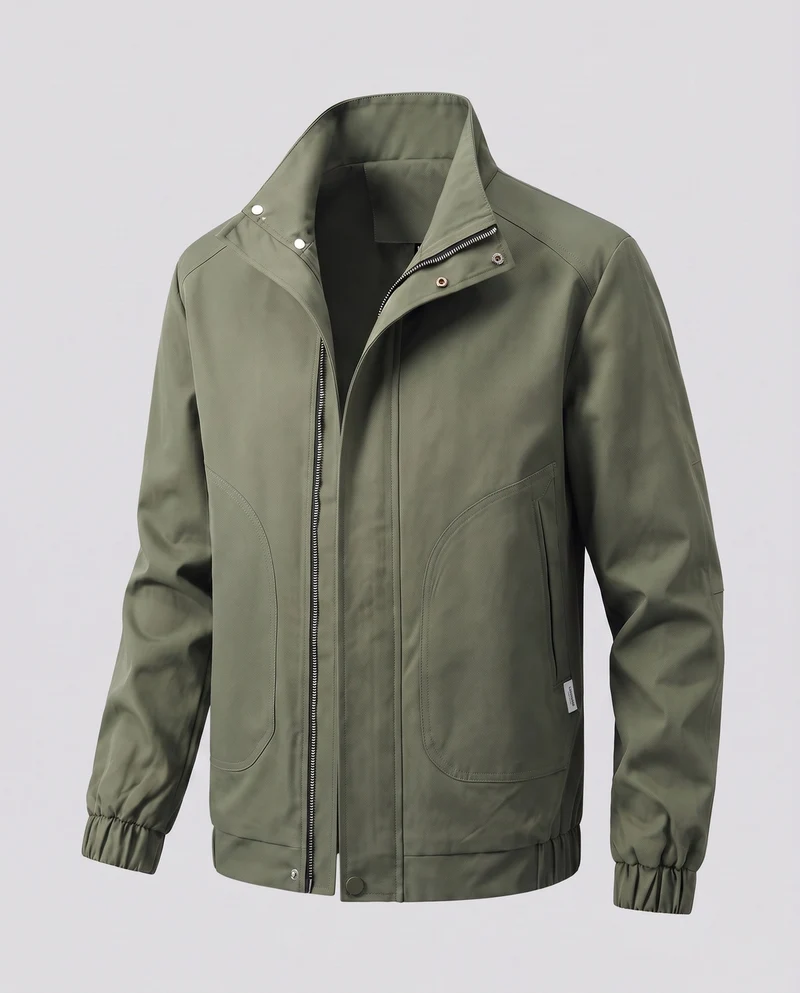 Herren Leichte Winddichte Freizeitjacke mit Stehkragen und Elastischen Bündchen Nord Taschen