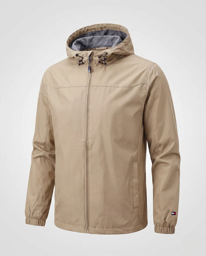 Leichte winddichte Herrenjacke mit verstellbarer Sturmkapuze und elastischen Ärmelbündchen Nord Taschen