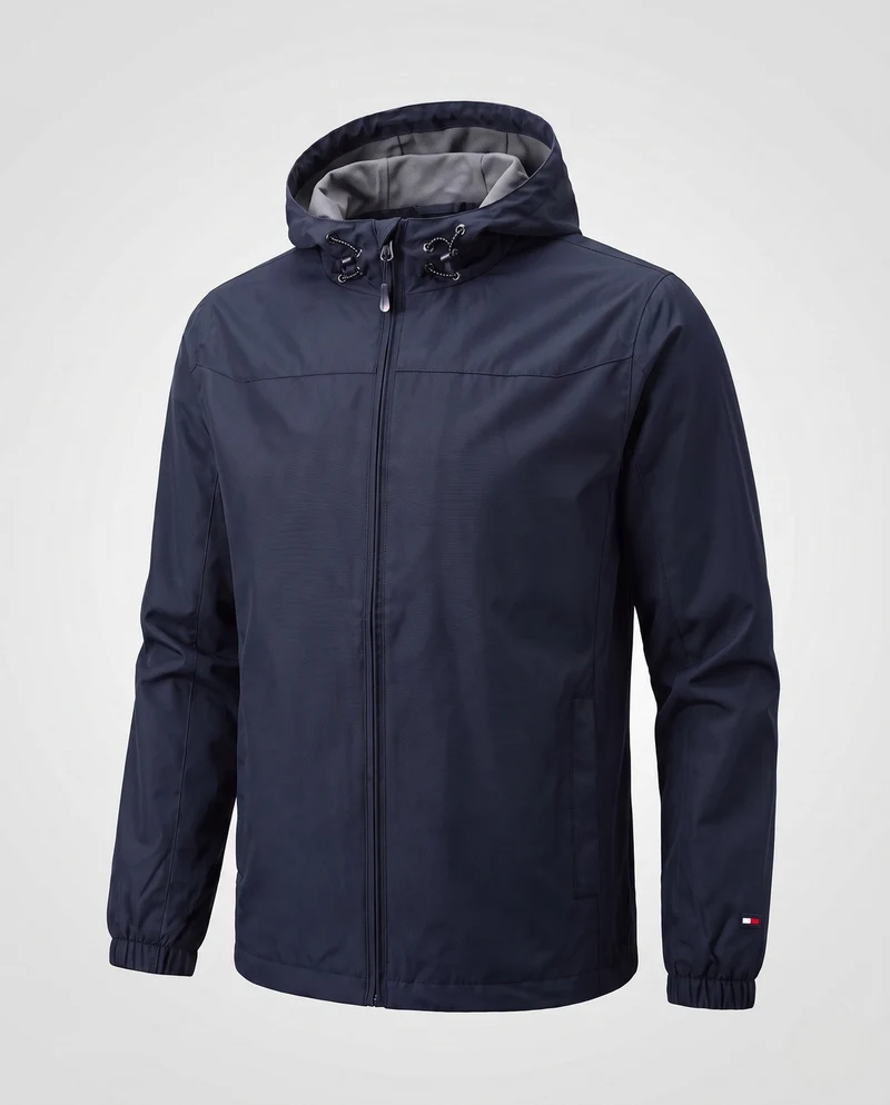 Leichte winddichte Herrenjacke mit verstellbarer Sturmkapuze und elastischen Ärmelbündchen Nord Taschen