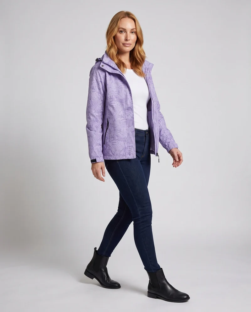 Damen Atmungsaktive Funktionsjacke mit Verstellbarem Kapuzen Design Nord Taschen