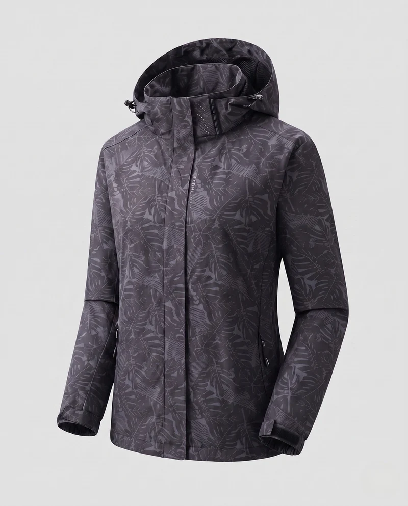 Damen Atmungsaktive Funktionsjacke mit Verstellbarem Kapuzen Design Nord Taschen