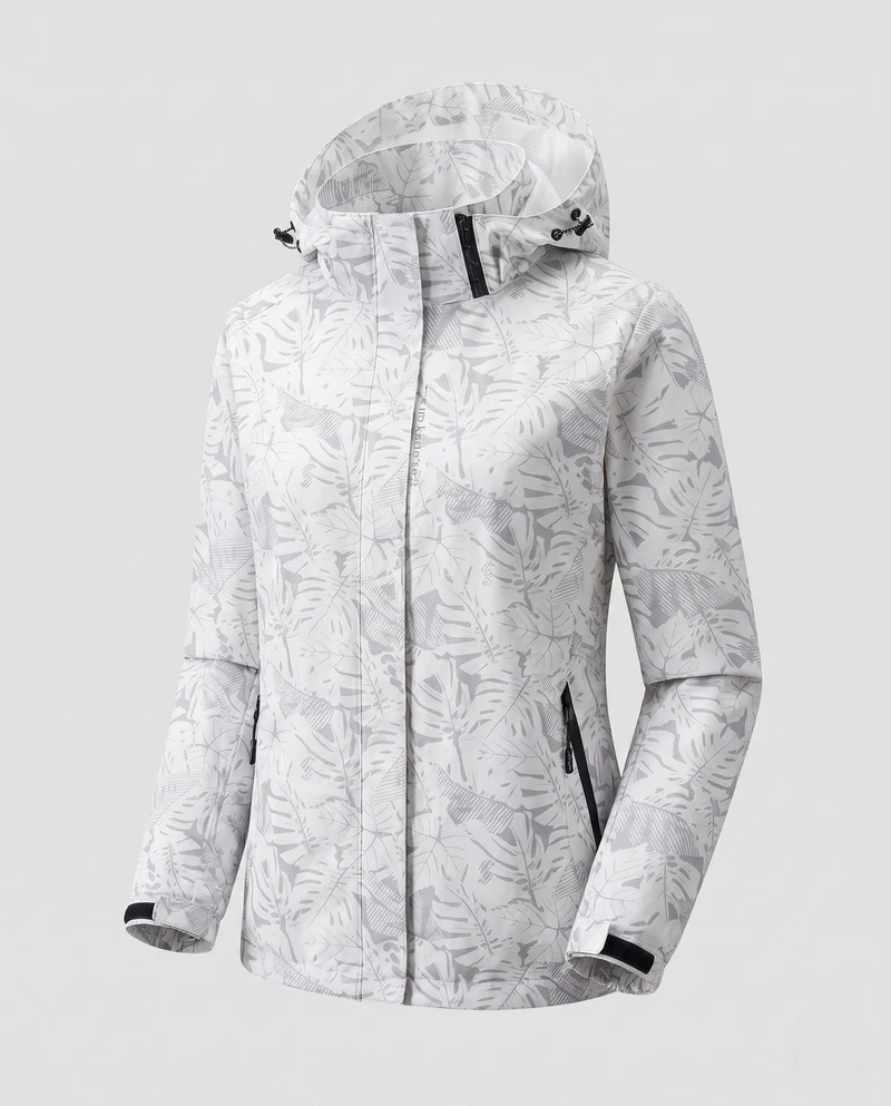Damen Atmungsaktive Funktionsjacke mit Verstellbarem Kapuzen Design Nord Taschen