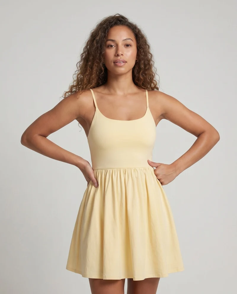 Damen Luftiges Sommerkleid mit fließendem Rock und schulterfreien Trägern