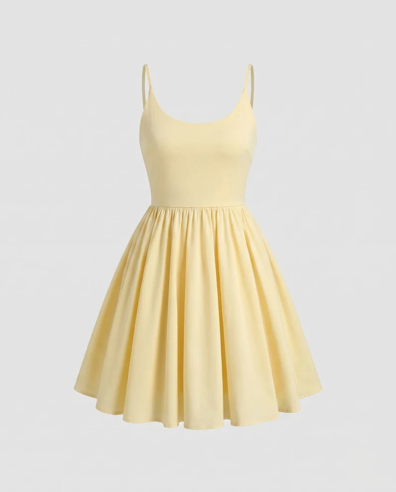 Damen Luftiges Sommerkleid mit fließendem Rock und schulterfreien Trägern