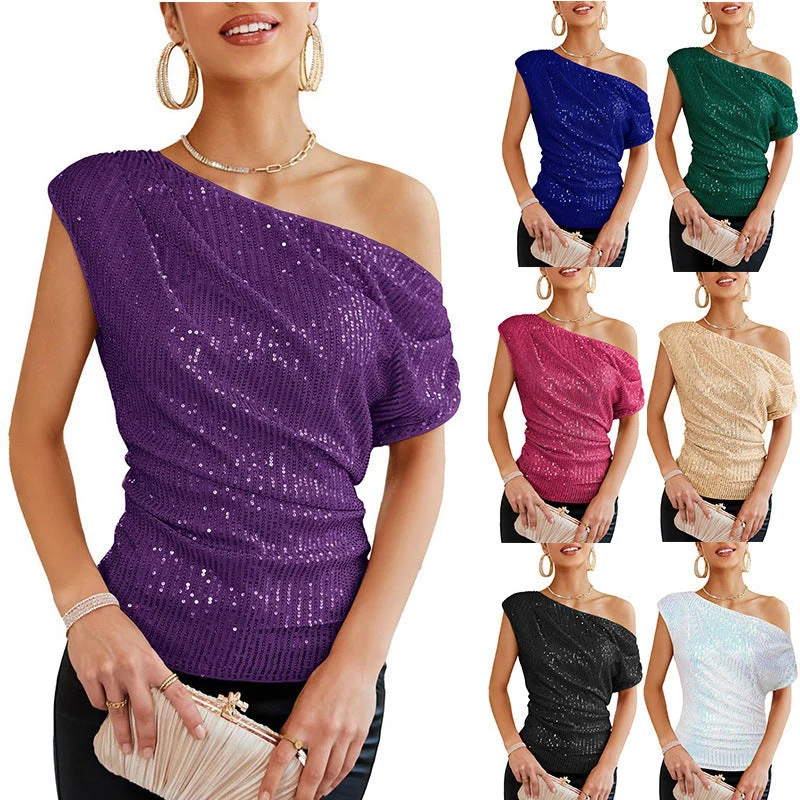Damen schulterfreies Glamour-Shirt