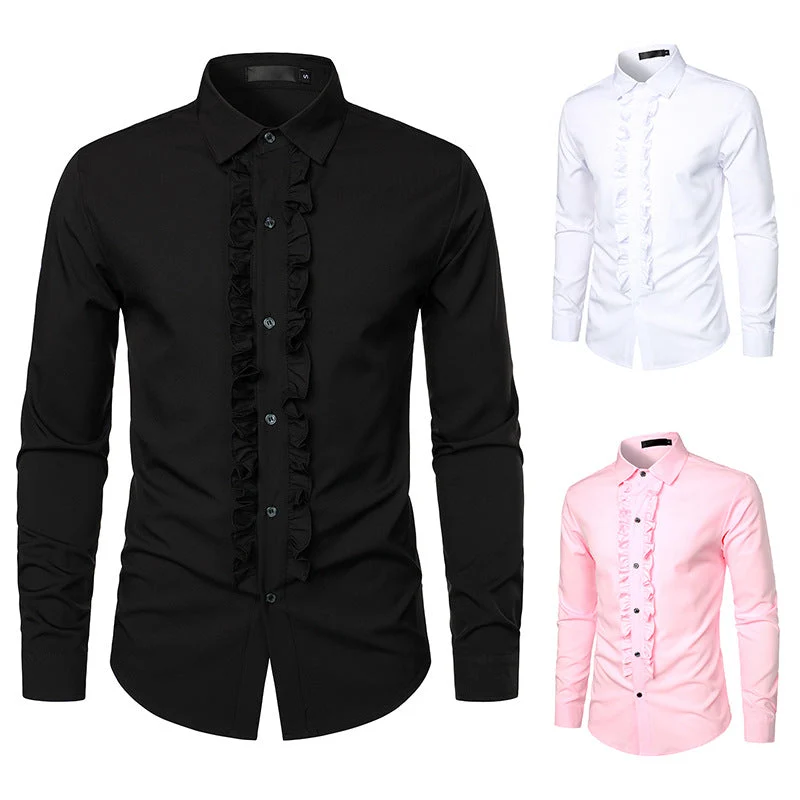Herren elegantes Rüschenhemd mit modernem Schnitt