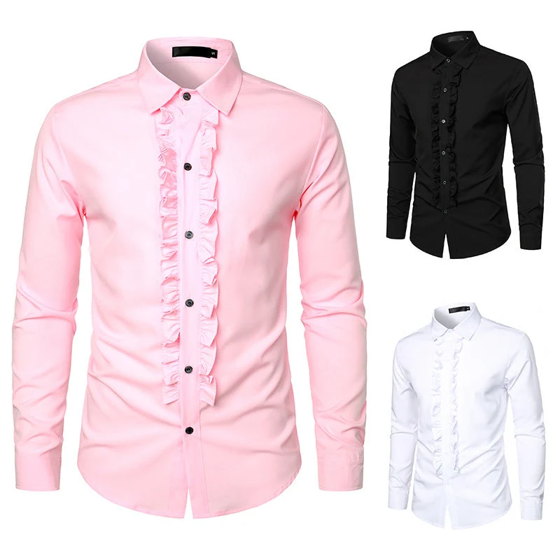 Herren elegantes Rüschenhemd mit modernem Schnitt