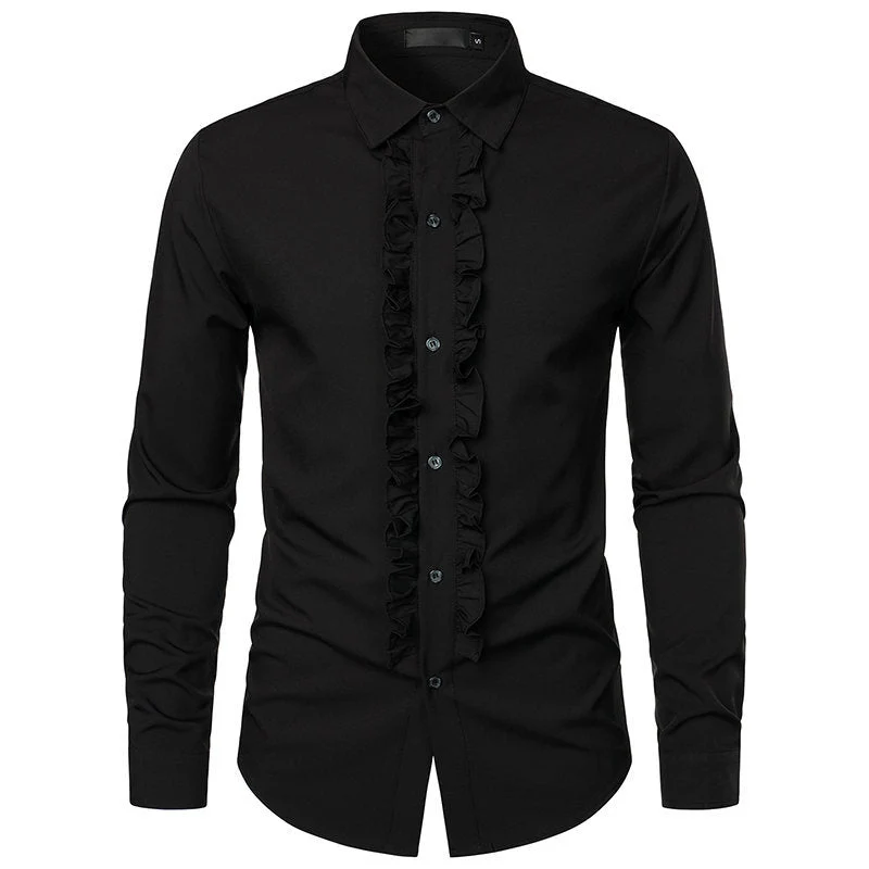 Herren elegantes Rüschenhemd mit modernem Schnitt