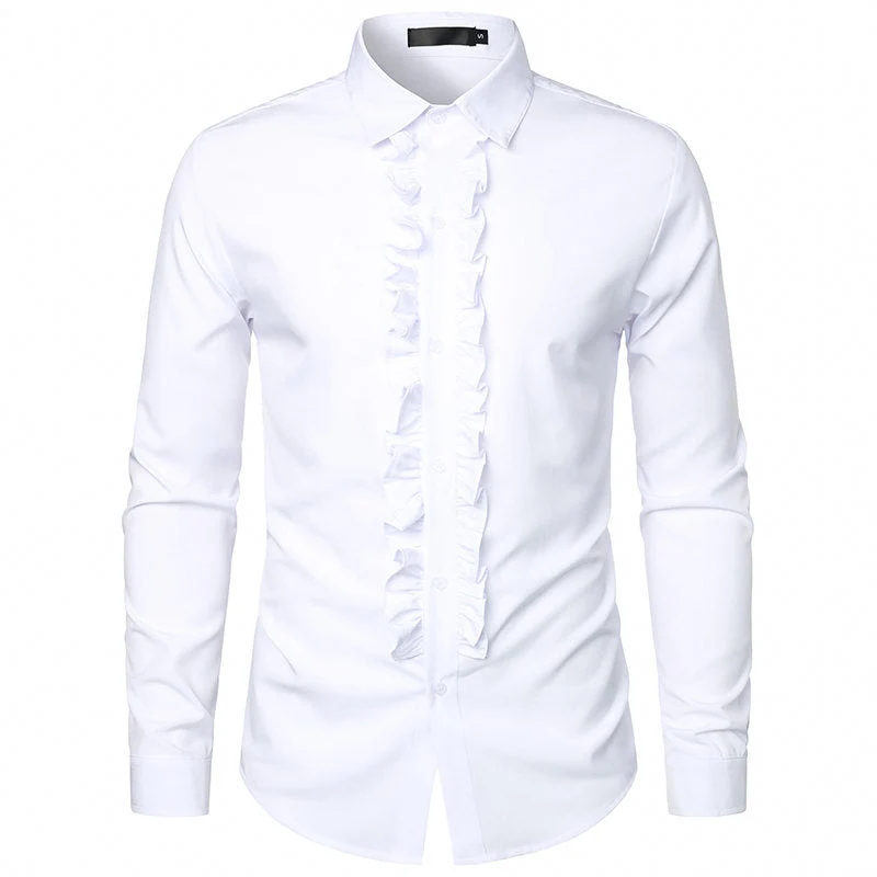 Herren elegantes Rüschenhemd mit modernem Schnitt