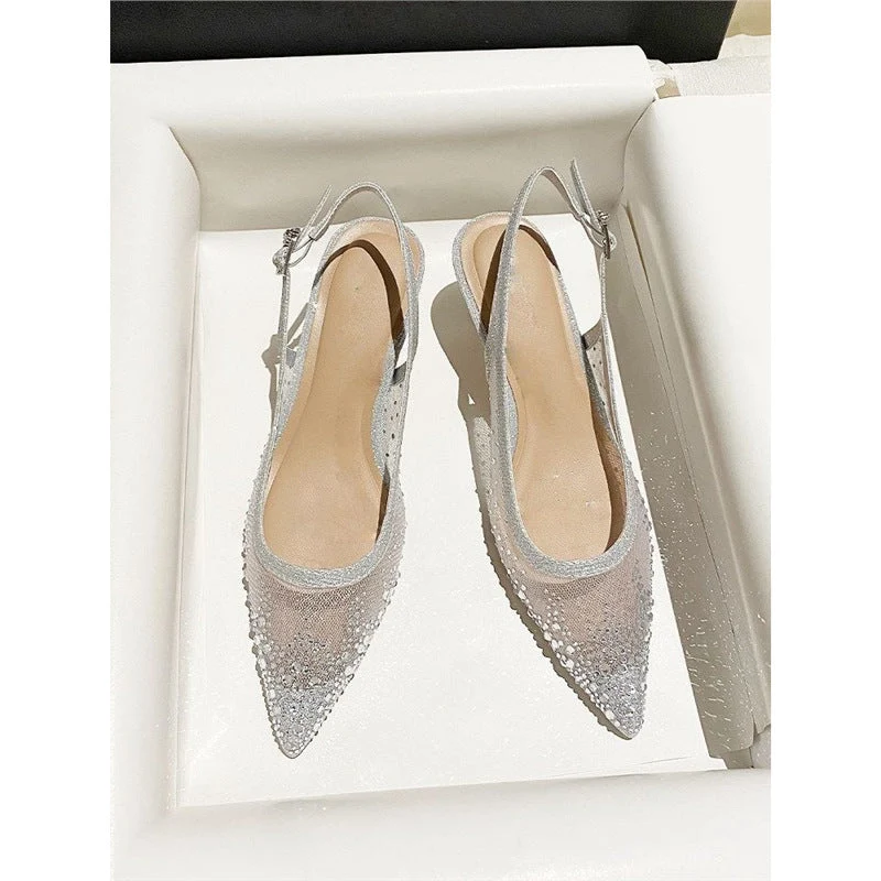 Damen elegante Slingback-Pumps mit funkelndem Netzdesign