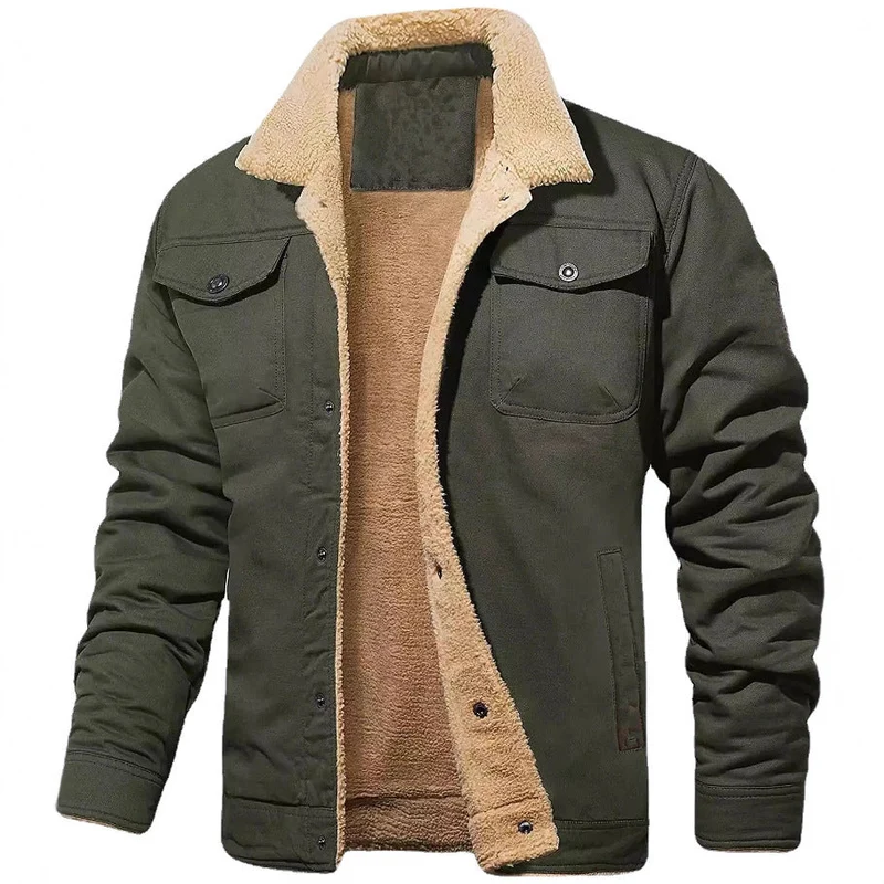 Herren gefütterte Steppjacke im Utility-Stil mit warmem Innenfutter