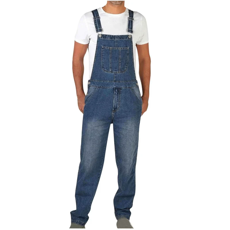 Herren Jeanslatzhose im urbanen Vintage-Stil mit praktischen Taschen