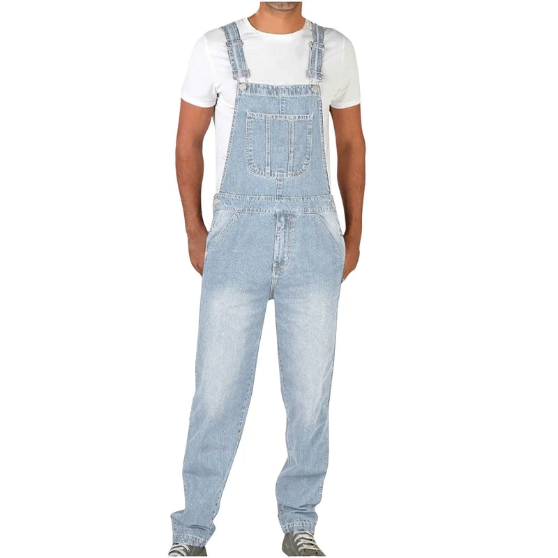 Herren Jeanslatzhose im urbanen Vintage-Stil mit praktischen Taschen