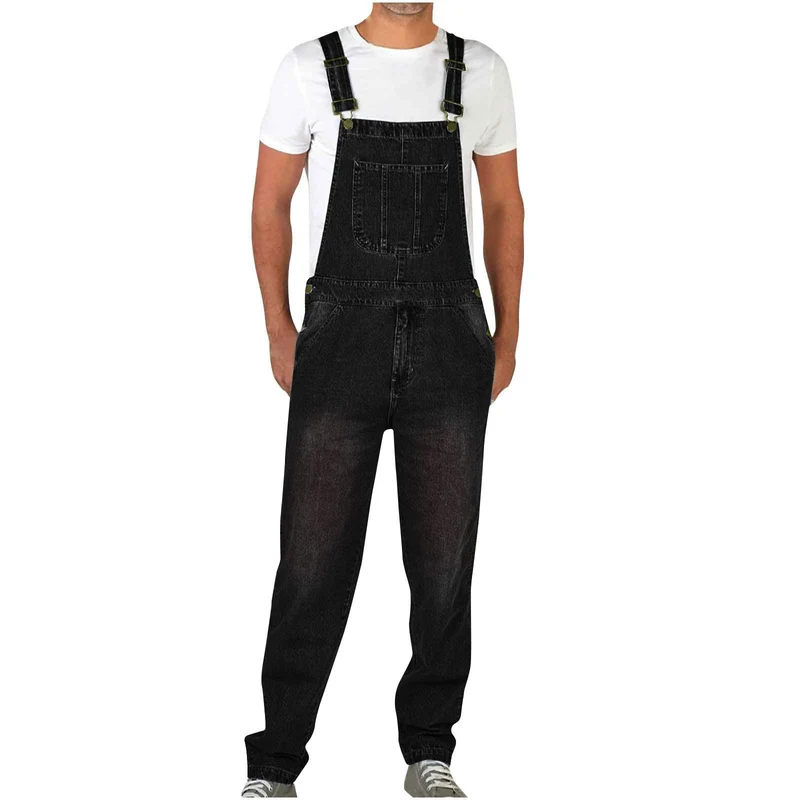 Herren Jeanslatzhose im urbanen Vintage-Stil mit praktischen Taschen