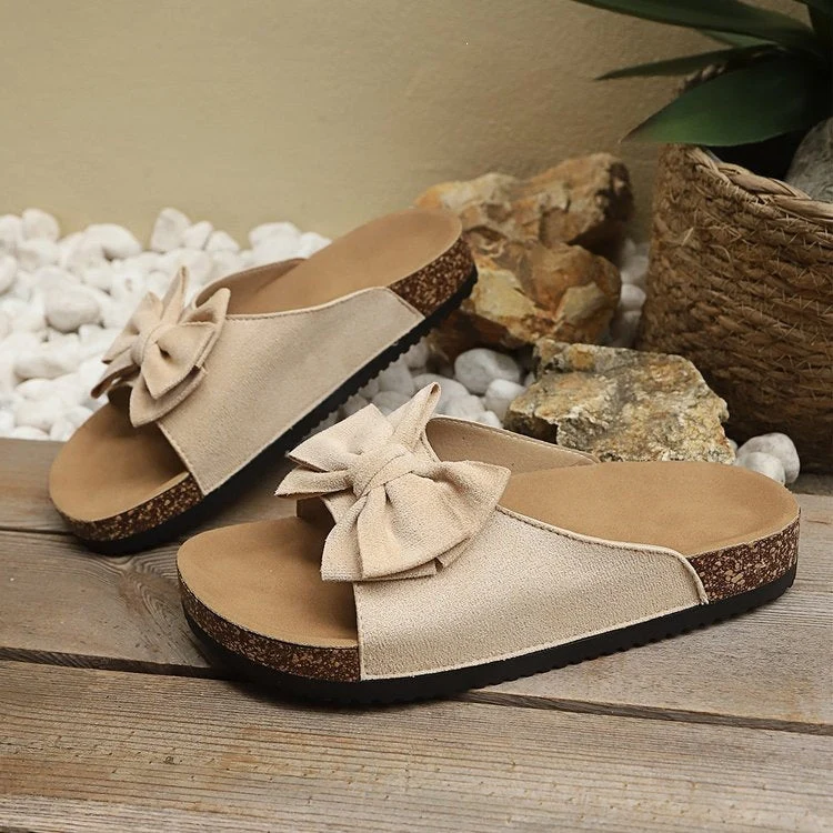 Damen Komfortable Kork-Sandalen mit dekorativem Schleifen-Design